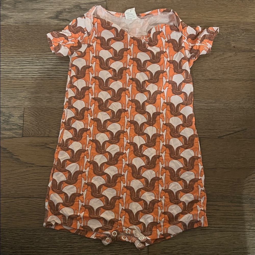 Kate Quinn Orange and Brown Horse Print Romper